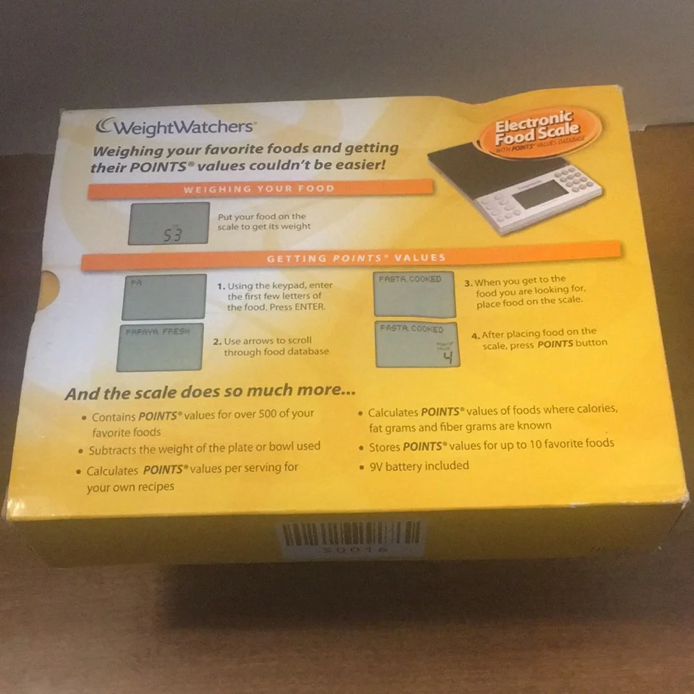 WEIGHTWATCHERS ELECTRONIC FOOD SCALE WITH POINTS VALUE DATABASE.